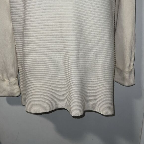 LOGO Lori Goldstein Alabaster Cloudia Ribbed Sweater-M - Picture 3 of 9